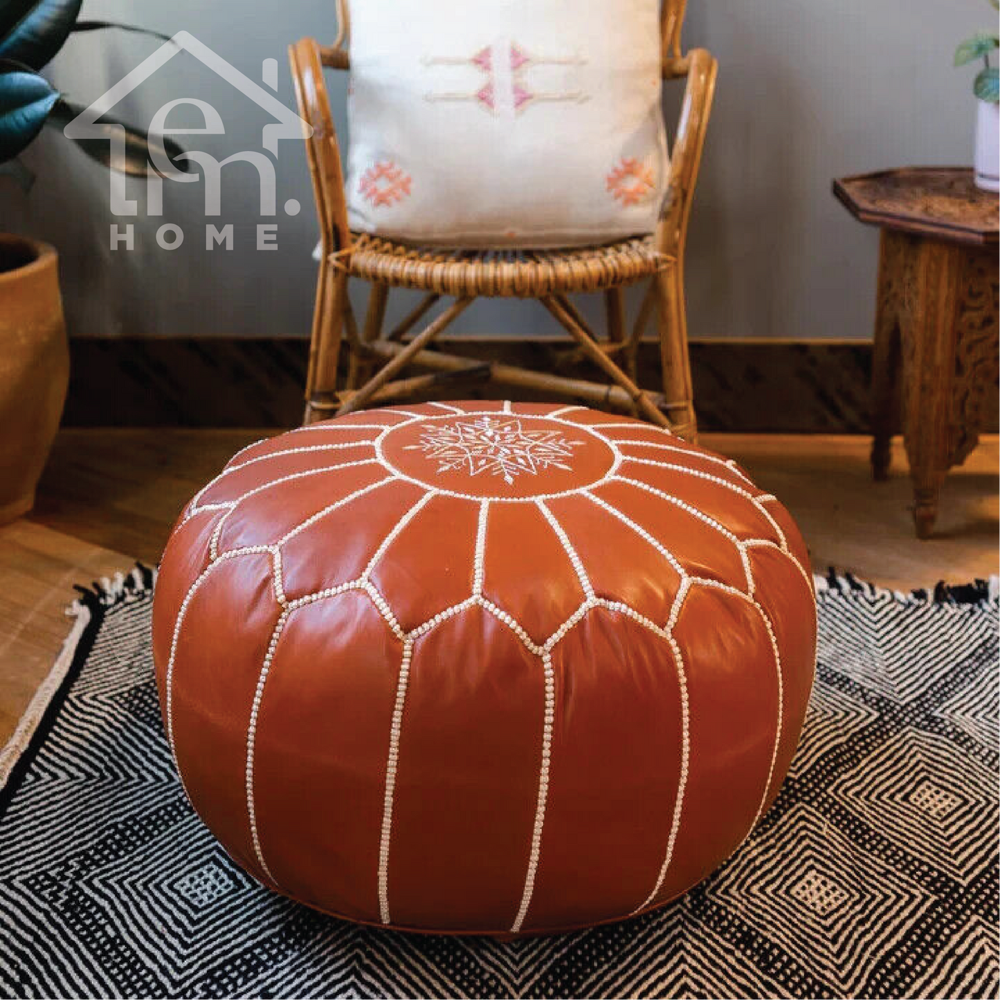 Handcrafted Moroccan Leather Pouf - Marokańska Pufa Skórzana