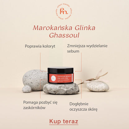 Marokańska Glinka Ghassoul z Różą - Eliksir Maroka
